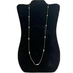 Gold Tone Chain Necklace with Seed Pearl Accents 30 in